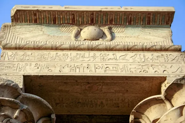 hieroglyphics-temple-isis- Philae Temple, High Dam & Unfinished Obelisk – Aswan Highlights 1 Day Tour